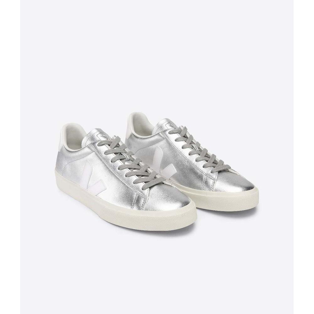 Women's Veja CAMPO CHROMEFREE Low Tops Sneakers Silver | SG 600AHK